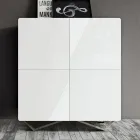Living Room Sideboard with 4 Doors in White Glass Finish Made in Italy - Eline Viadurini
