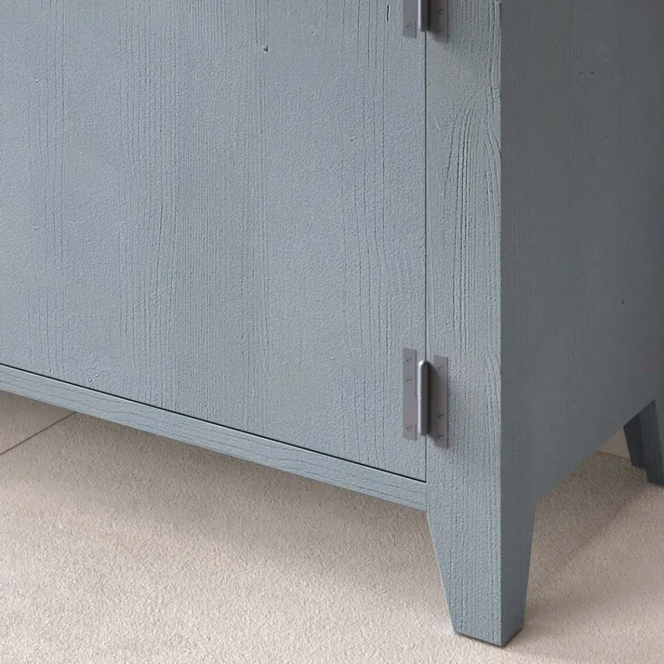 Living Room Sideboard in Solid Fir Wood 4 Compartments Made in Italy - Pascual Viadurini