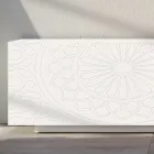 Living Room Sideboard in White Mdf with Bas-relief Made in Italy - Stilea Viadurini