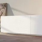 Living Room Sideboard in White Mdf with Bas-relief Made in Italy - Stilea Viadurini