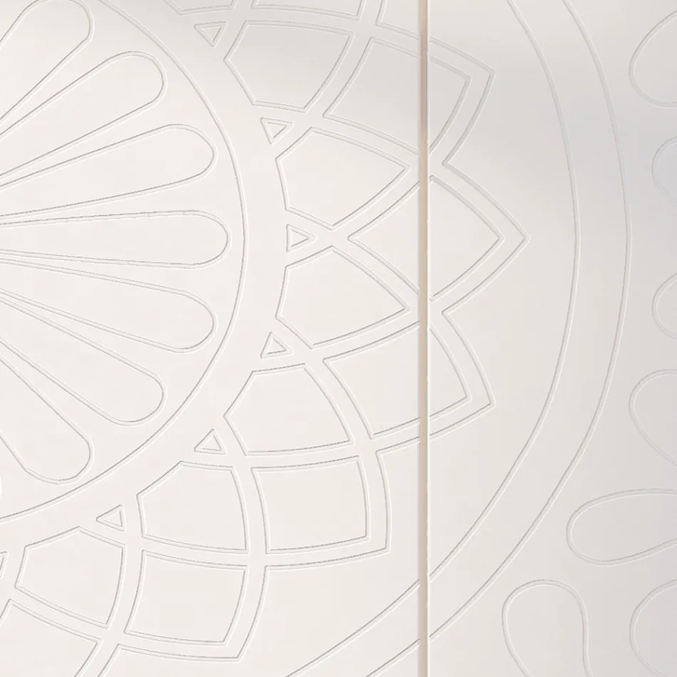 Living Room Sideboard in White Mdf with Bas-relief Made in Italy - Stilea Viadurini