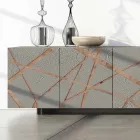 Living Room Sideboard in Lacquered Mdf with Bas-relief Made in Italy - Kerry Viadurini