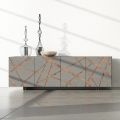 Living Room Sideboard in Lacquered Mdf with Bas-relief Made in Italy - Kerry
