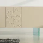 Living Room Sideboard in Matt Lacquered Mdf and Glass Made in Italy - Ninetta Viadurini