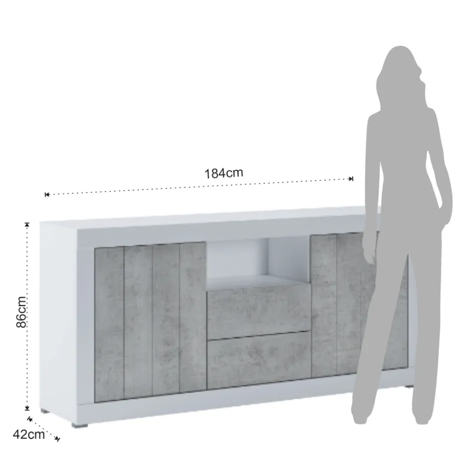 Melamine Living Room Sideboard with 2 Doors and 2 Drawers - Samario Viadurini