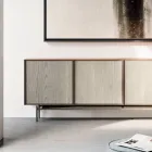 Living Room or Entrance Sideboard in Ecological Wood and Metal 4 Doors Luxury - Aaron Viadurini