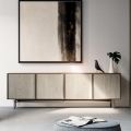 Living Room or Entrance Sideboard in Ecological Wood and Metal 4 Doors Luxury - Aaron