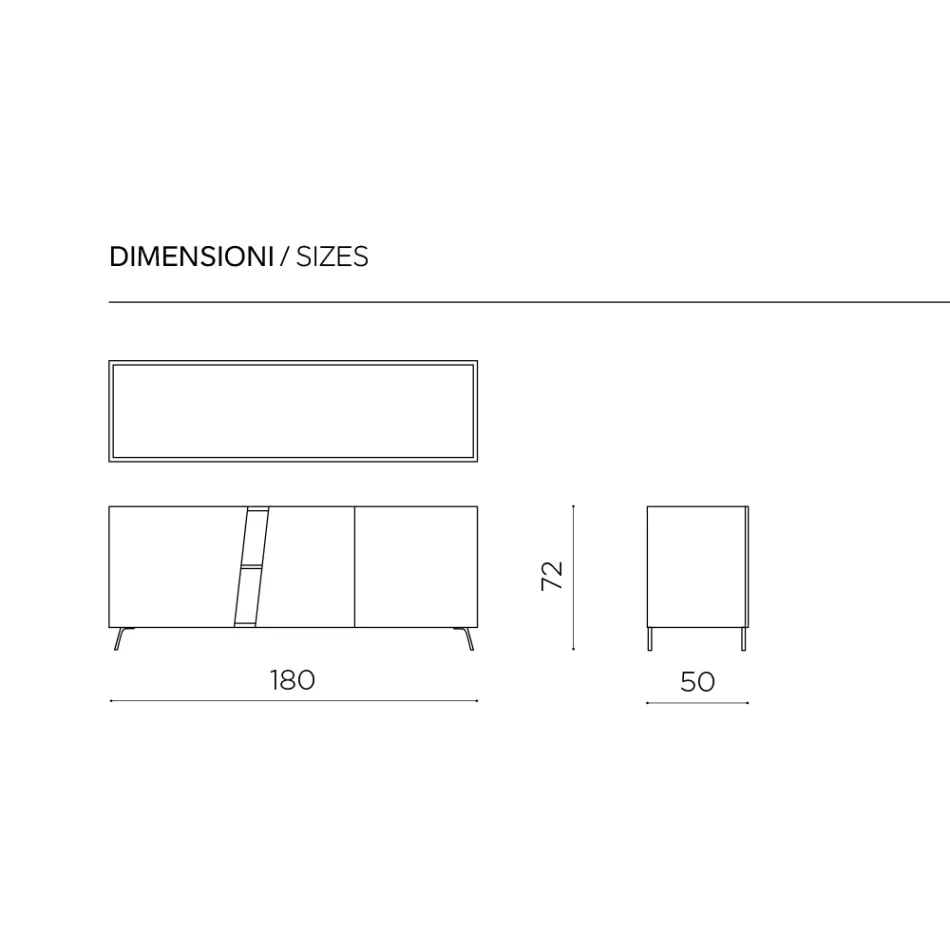 Floor-Standing Sideboard with Three Hinged Doors in Made in Italy Melamine - Calia Viadurini
