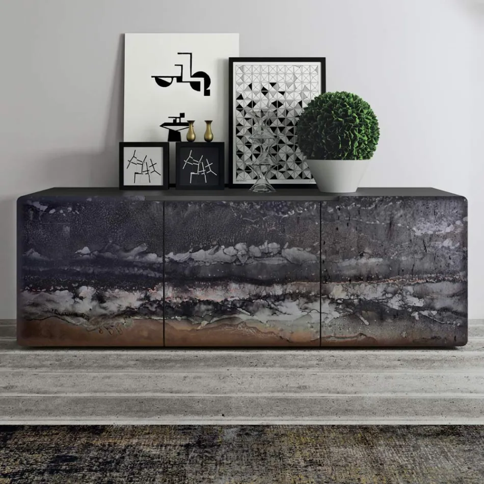 Living Area Sideboard with 3 Doors in Different Finishes Made in Italy - Ole Viadurini