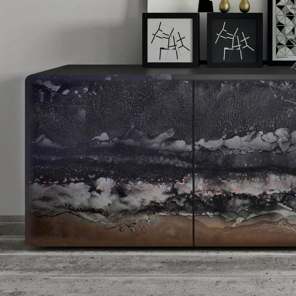 Living Area Sideboard with 3 Doors in Different Finishes Made in Italy - Ole Viadurini