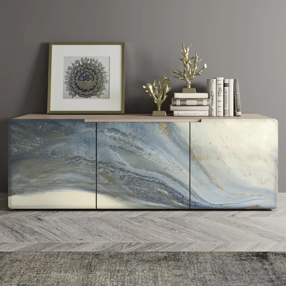 Living Area Sideboard with 3 Doors in Different Finishes Made in Italy - Ole Viadurini