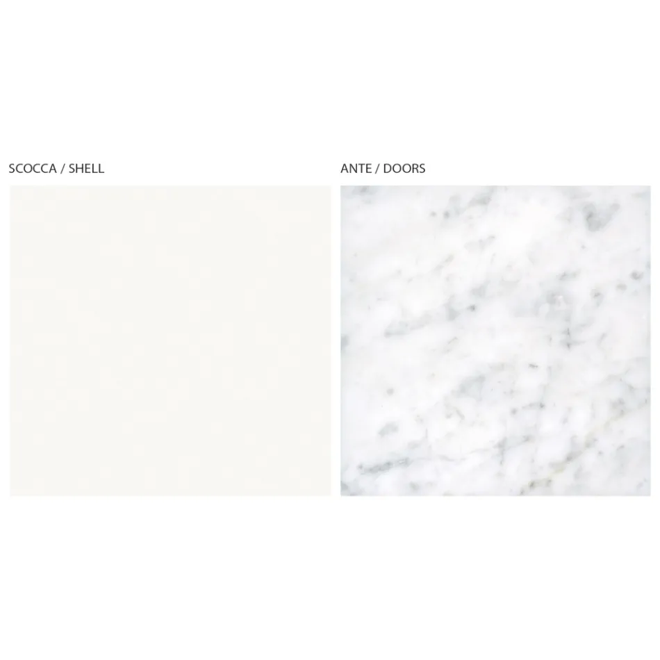 Living Area Sideboard with 3 Doors in Carrara Marble Finish Made in Italy - Finn Viadurini