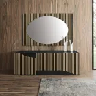 Living Area Sideboard with 3 Doors in Nordic Knotted Oak Finish - Linda Viadurini
