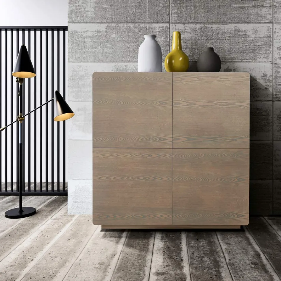 Living Area Sideboard with 4 Doors in Cappuccino Finish Made in Italy - Eda Viadurini