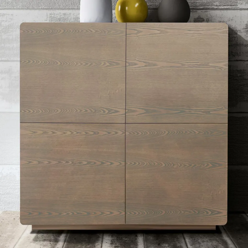Living Area Sideboard with 4 Doors in Cappuccino Finish Made in Italy - Eda Viadurini