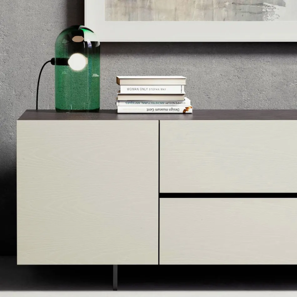 Veneered Sideboard with Methacrylate Legs Made in Italy - Frank Viadurini