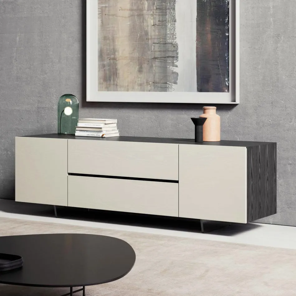 Veneered Sideboard with Methacrylate Legs Made in Italy - Frank Viadurini