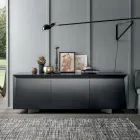 Wooden Sideboard 3 Doors with Slanted Edge and Ceramic Top - Mondolfo Viadurini