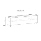 Curved Lacquered Wood Sideboard with Bronze Glass Doors Made in Italy - Lyra Viadurini