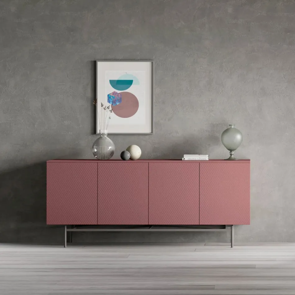 Sideboard in Ecological Wood for Living Room or Entrance 4 Doors Made in Italy - Nazife Viadurini