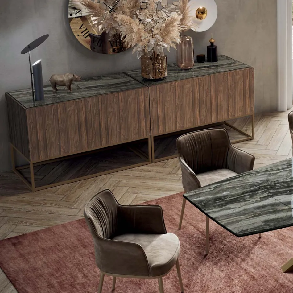 Sideboard in Canaletto Walnut Veneer Made in Italy - Salerno Viadurini
