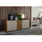 Sideboard in Lacquered Wood 2 Doors 3 Drawers Italian Curvilinear Design - Celio Viadurini