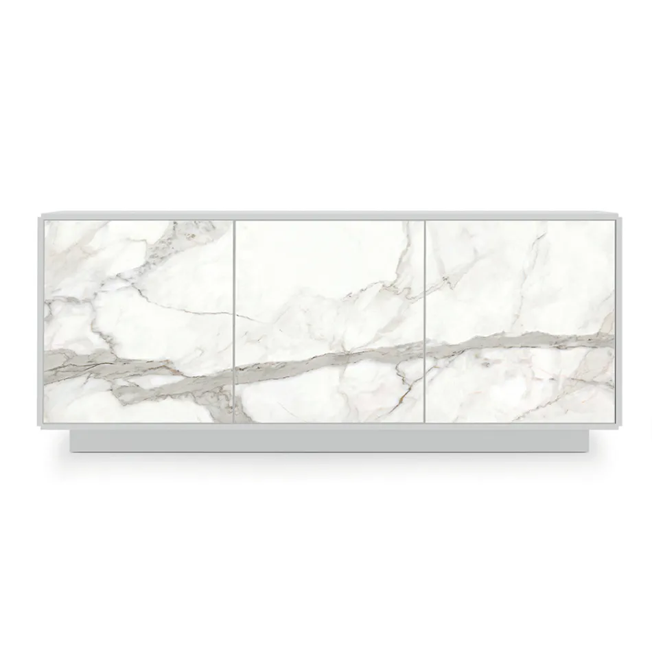 Sideboard in Lacquered Wood with 2 or 3 Ceramic Doors Made in Italy - Fiorenza Viadurini