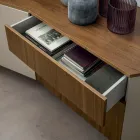 Sideboard in MDF with 2 Doors and 2 Protruding Drawers with Inclined Sides - Caspiter Viadurini