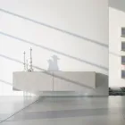 Sideboard in Light Gray Mdf with Glass Feet Made in Italy - Germena Viadurini