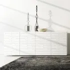 Sideboard in Matt White Lacquered Mdf with Decorated Doors Made in Italy - Chicago Viadurini