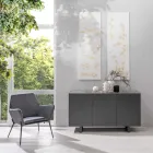 Sideboard in MDF, Top in Gray Marble Effect Ceramic with 3 Push-pull - Click Doors Viadurini
