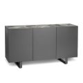 Sideboard in MDF, Top in Gray Marble Effect Ceramic with 3 Push-pull - Click Doors