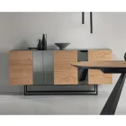 Sideboard in melamine with 3 oak doors and mirror Made in Italy - Romina Viadurini