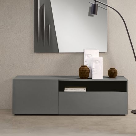 Miral Floor-Standing Melamine Sideboard with a Linear Design Made in Italy Viadurini