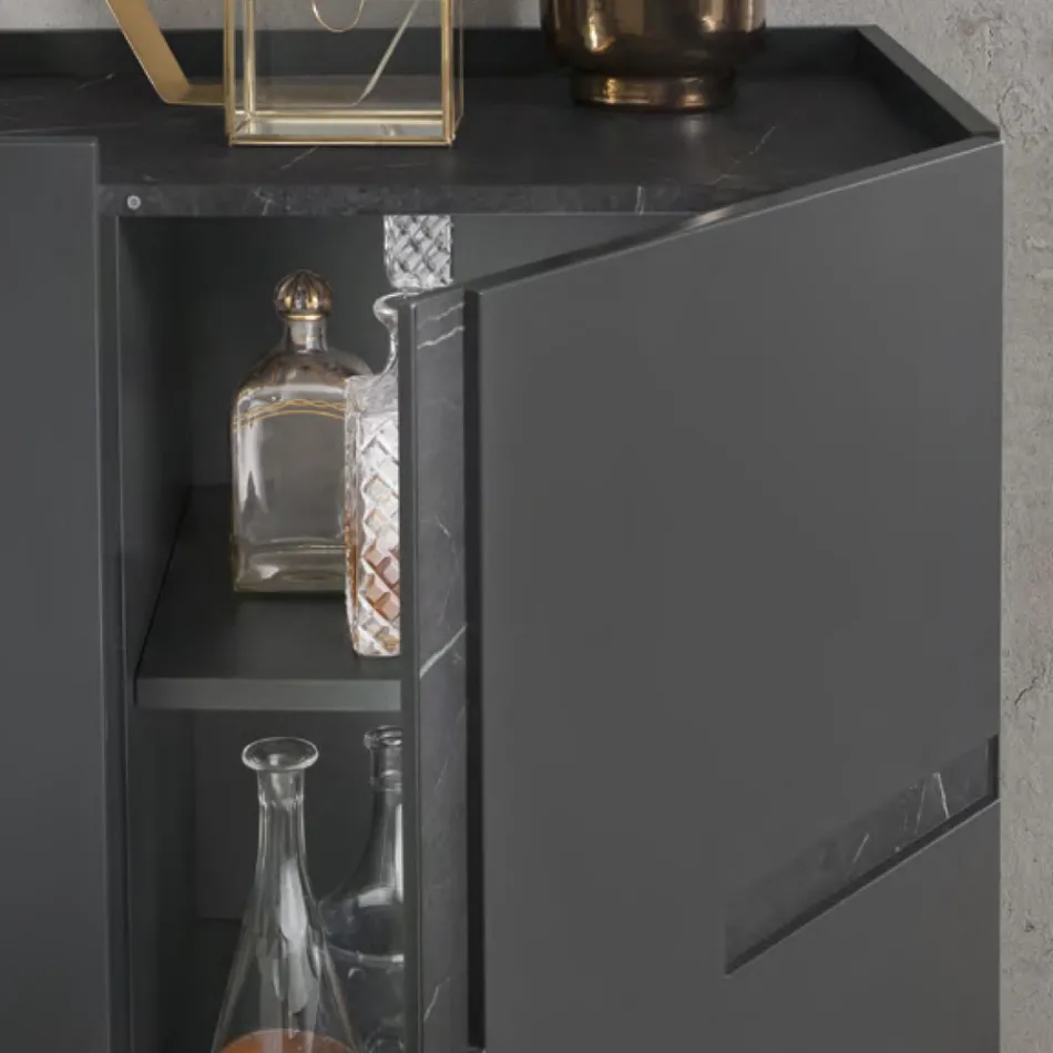 Madia in Melamine and Mdf with Laminate Inserts Made in Italy - Gordita Viadurini