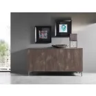 Modern Sideboard with Three Doors in Bronze or Gray Melamine Made in Italy - Clemente Viadurini