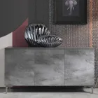 Modern Sideboard with Three Doors in Bronze or Gray Melamine Made in Italy - Clemente Viadurini