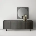 Modern Sideboard with Hinged Doors in Back-Lacquered Glass Made in Italy - Lutea Viadurini