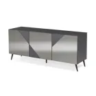 Modern Sideboard with Mdf Doors Covered in Mirror Made in Italy - Morgana Viadurini