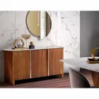 Modern Wooden Sideboard with Top and Door in Marble Gres Made in Italy - Wonka Viadurini
