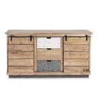 Living Room Sideboard in Mango Wood and Steel with 2 Doors and 3 Drawers - Sinfony Viadurini