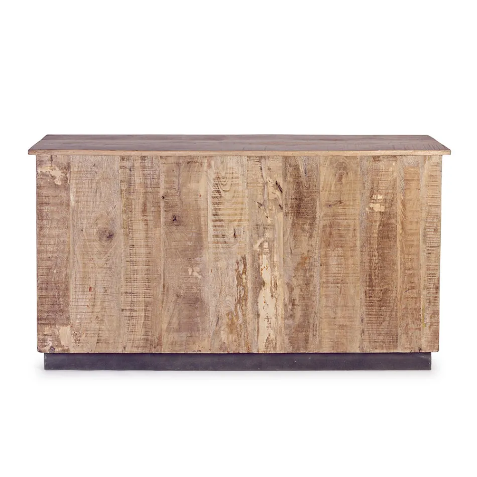 Living Room Sideboard in Mango Wood and Steel with 2 Doors and 3 Drawers - Sinfony Viadurini