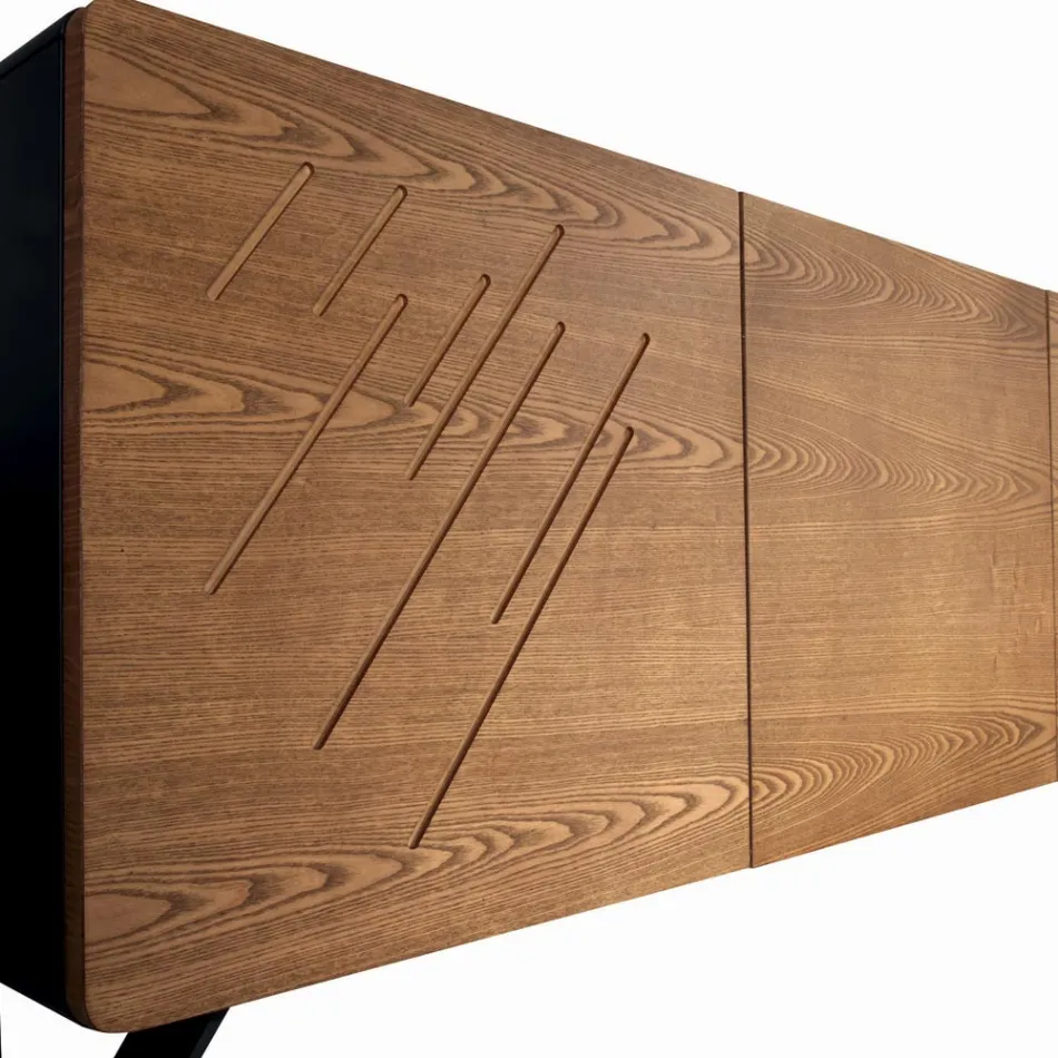 Living Room Sideboard in Mdf with 2 or 3 Door Engravings Made in Italy - Elegance Viadurini