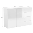 Living Room Sideboard 2 Doors 4 Drawers in Arched Glossy White Wood - Sabine Viadurini