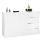 Living Room Sideboard 2 Doors 4 Drawers in Arched Glossy White Wood - Sabine Viadurini