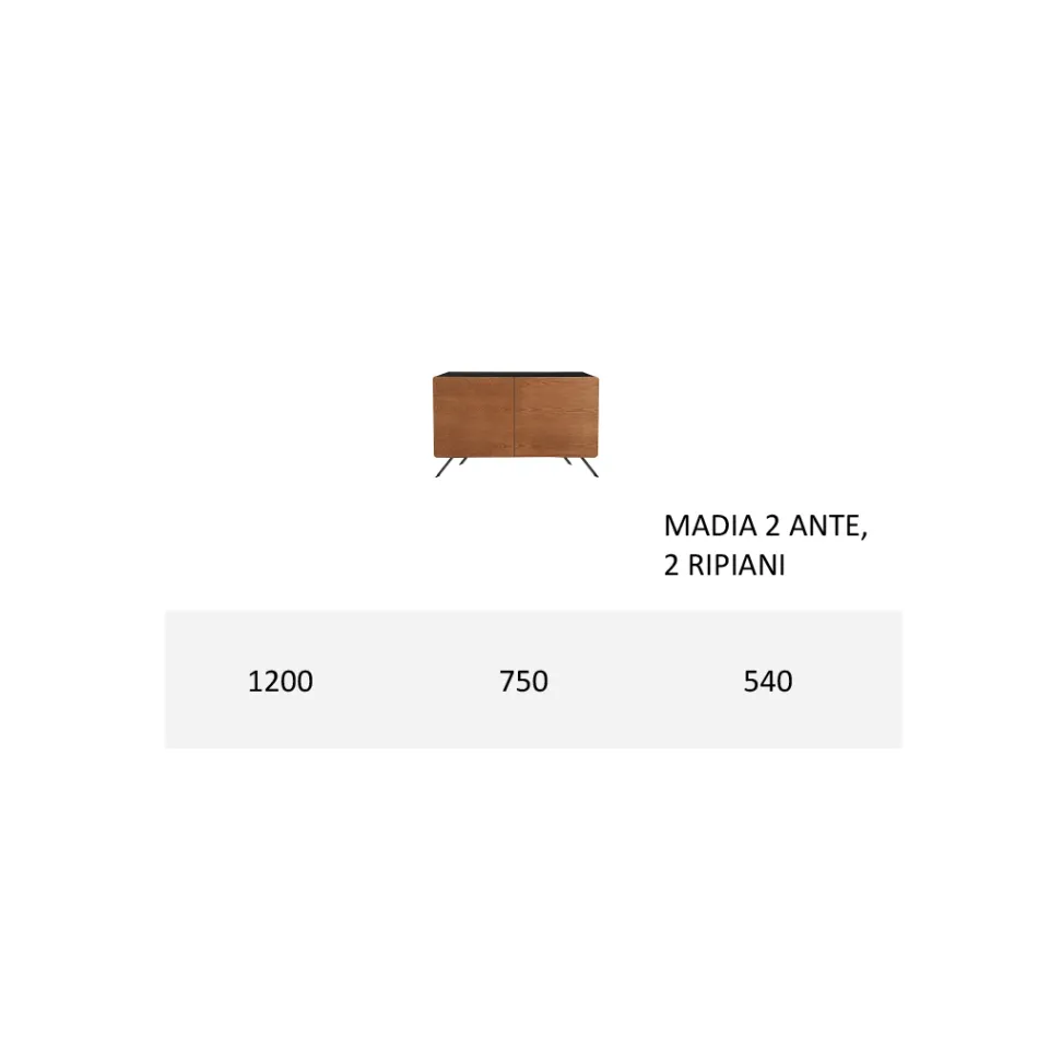 Living Room Sideboard in Mdf and Solid Wood 2 or 3 Doors Made in Italy - Chamber Viadurini