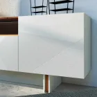 Living Room Sideboard in Gray Mdf with Oak Case Made in Italy - Giuditte Viadurini