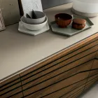 Living room sideboard in lacquered MDF 3 doors with silk-screened inlays - Saronno Viadurini