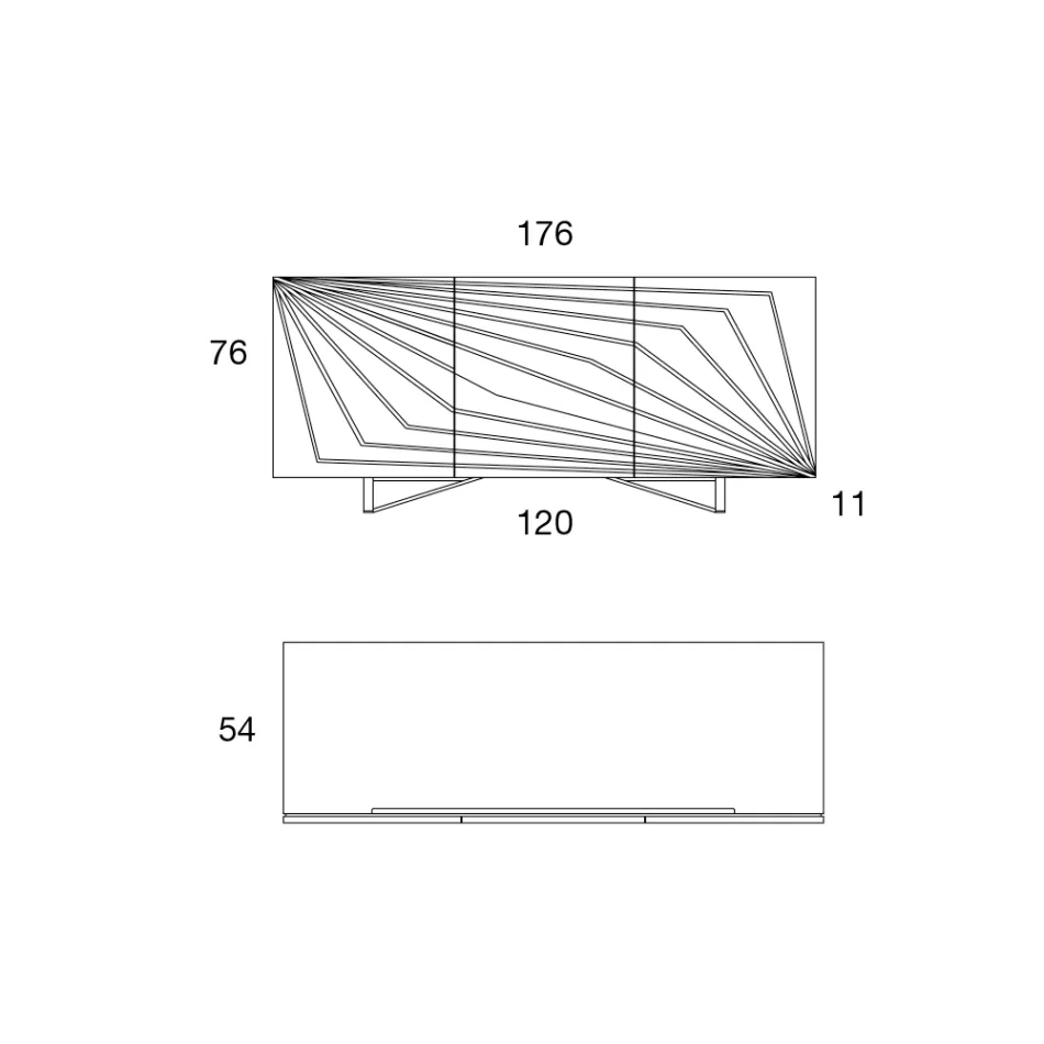 Living room sideboard in lacquered MDF 3 doors with silk-screened inlays - Saronno Viadurini