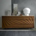 Living room sideboard in lacquered MDF 3 doors with silk-screened inlays - Saronno Viadurini